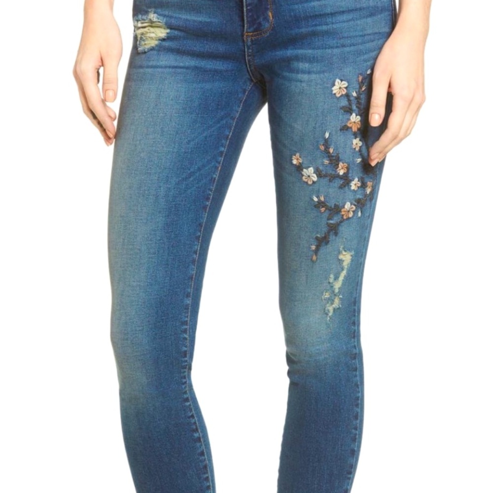STS Blue Embroidered Floral Skinny ankle Jeans - Picture 3 of 9